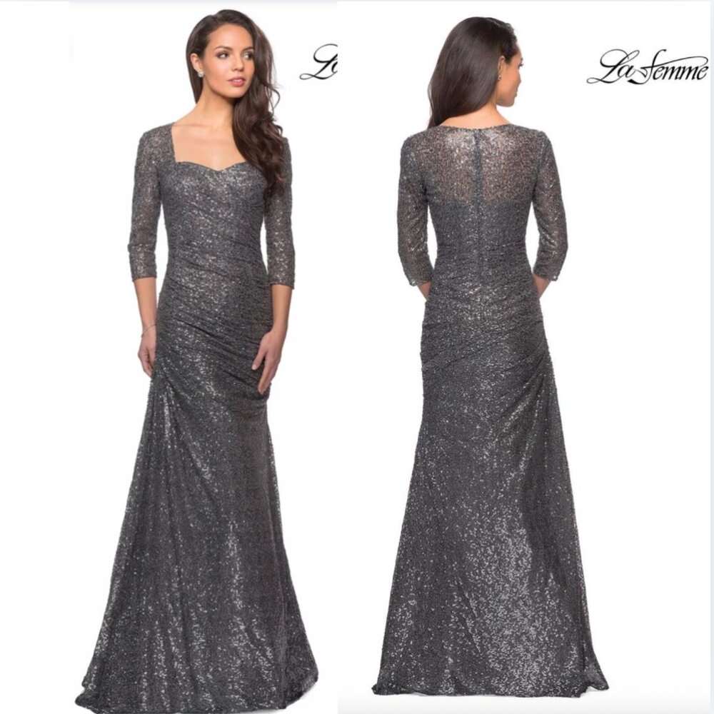 NWT La Femme 28065 Mother of the Bride Dress Sequin Formal Gown